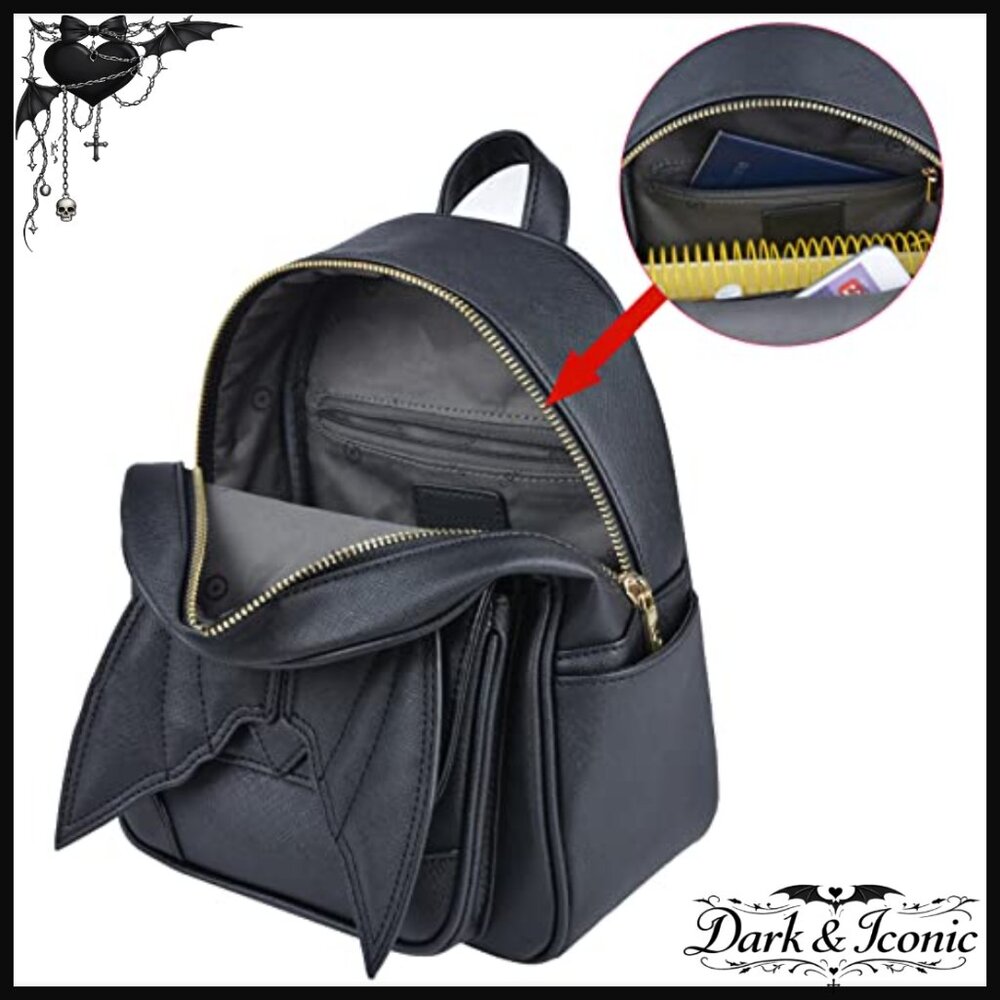 Mini Leather Backpack With Wings, Adjustable Stra… - image 4